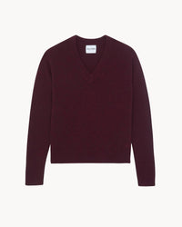 Kujten Women's Jemina V-neck Cashmere Sweater in bordeaux - women's sweater