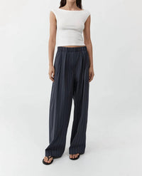 St. Agni RELAXED PLEAT PANTS in ink stripe - women's pants