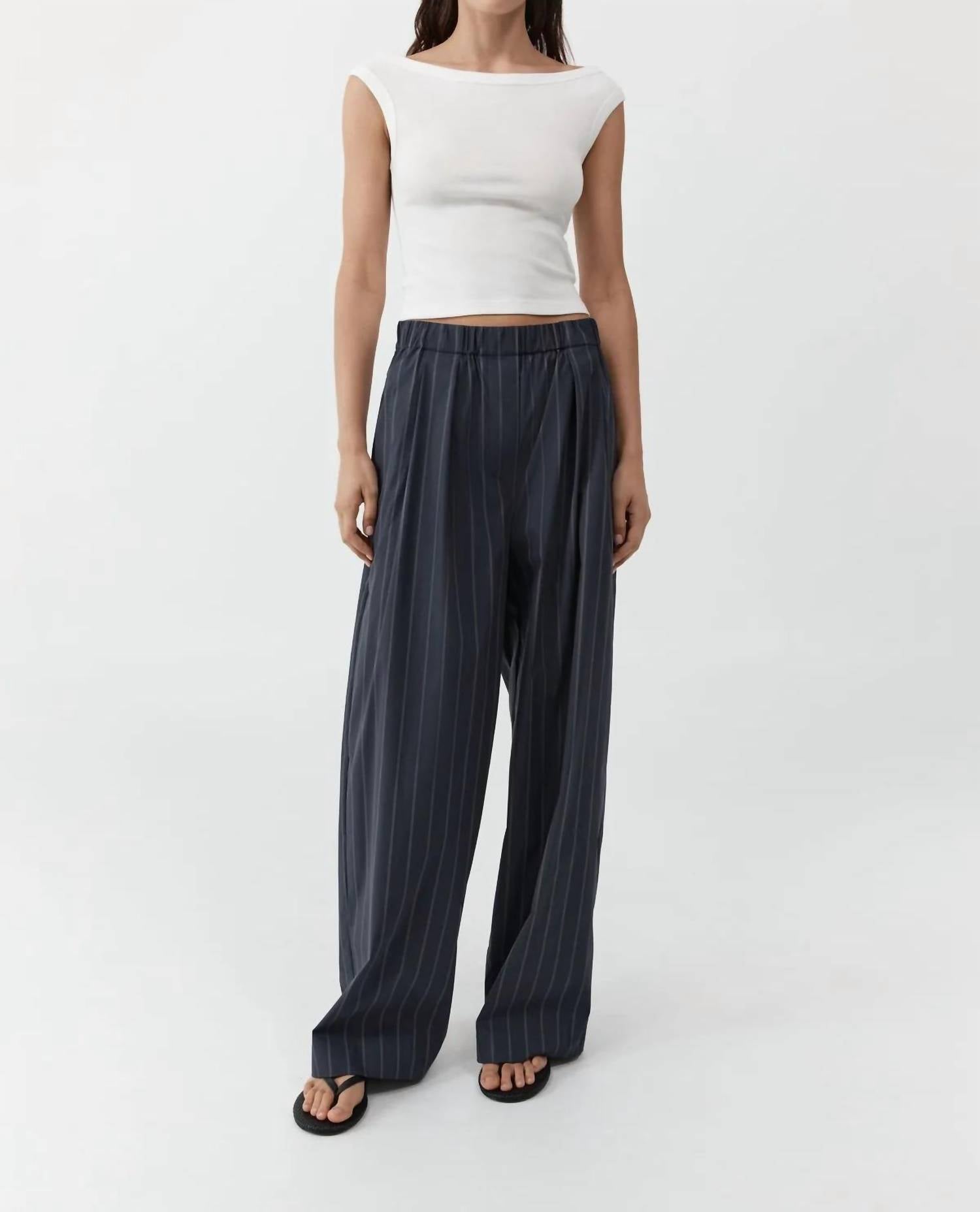 St. Agni RELAXED PLEAT PANTS in ink stripe - women's pants