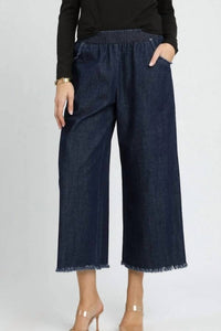 Umgee - Washed Pants with Fringe Hem