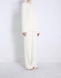 Loulou de Saison Renat Wool Blend Top in ivory - women's blouse - detail view