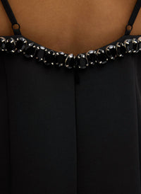 Tibi - Bonded Twill Beaded Strappy Dress