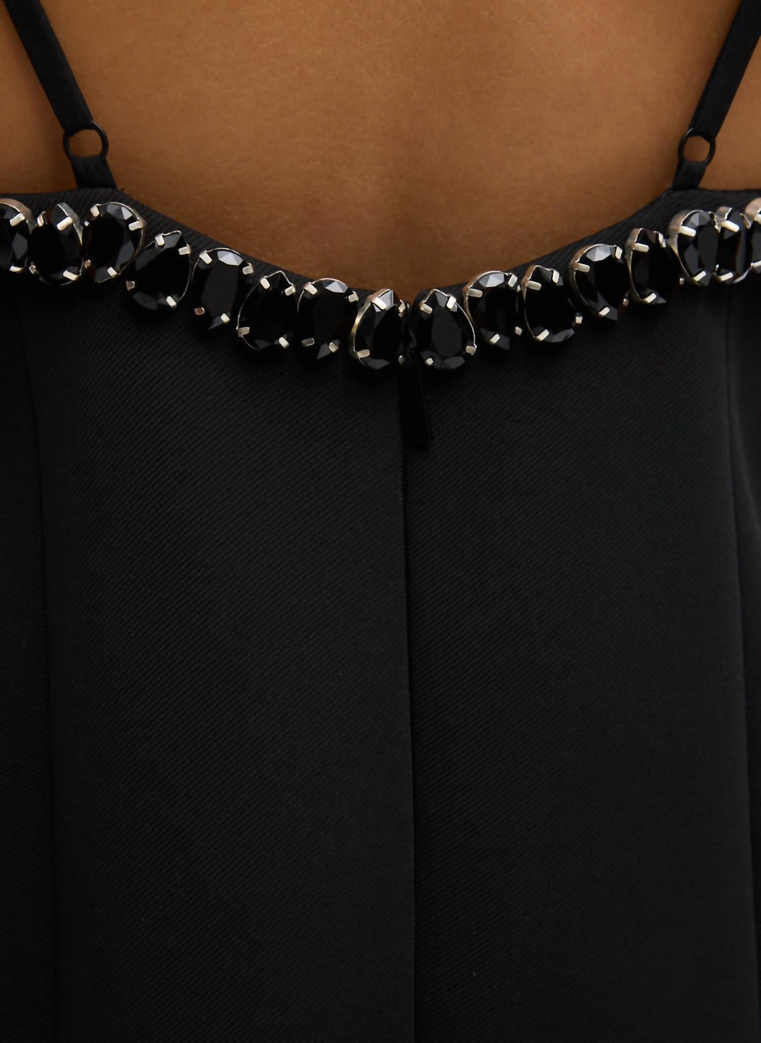 Tibi - Bonded Twill Beaded Strappy Dress