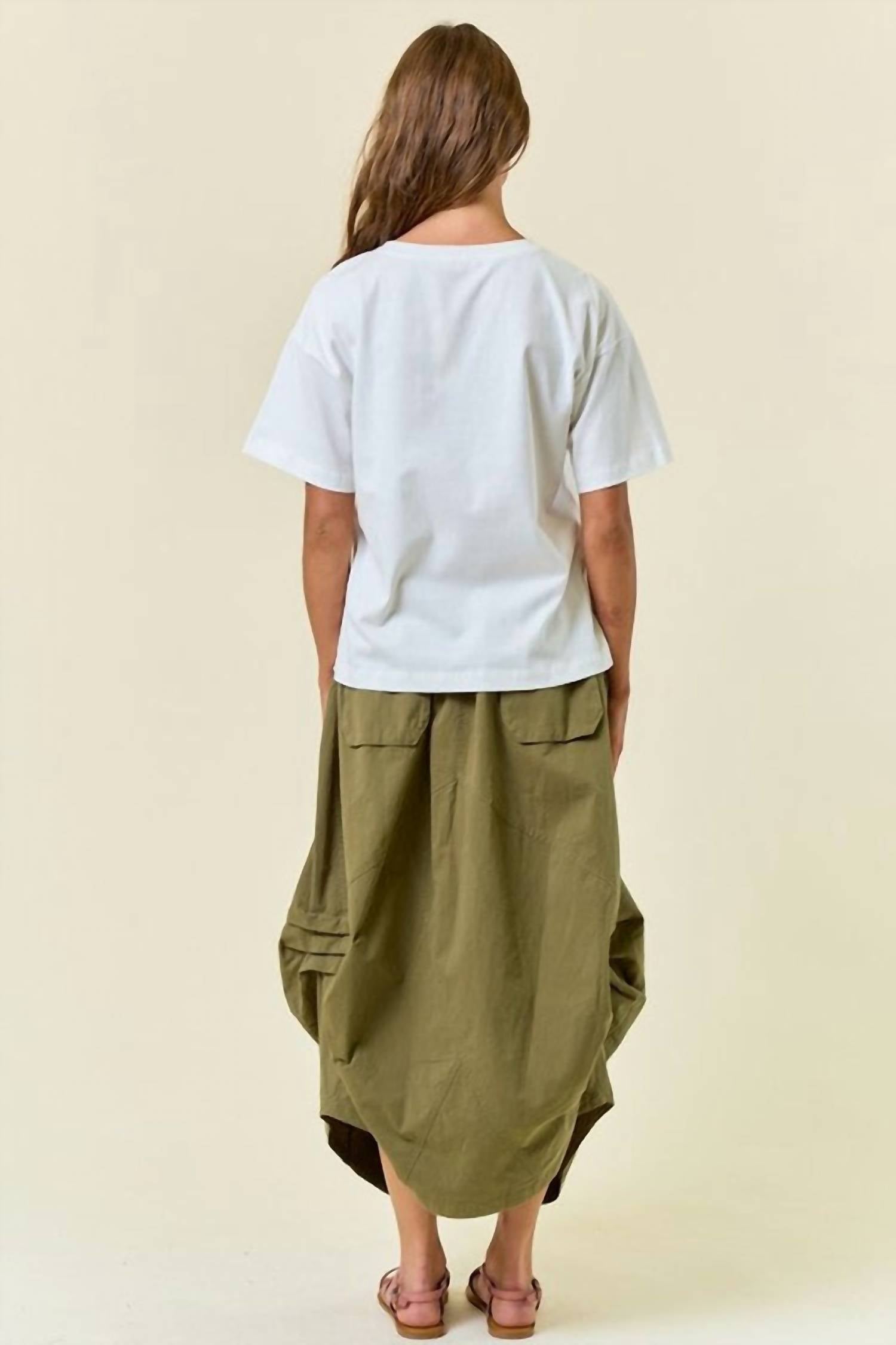 Doe And Rae - Side Tuck Detail Midi Skirt