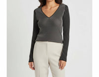 Reiss - Esta Metallic Rib Knit Top
