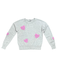 J. Society All Over Hearts Sweatshirt in grey - women's sweater - alternate view