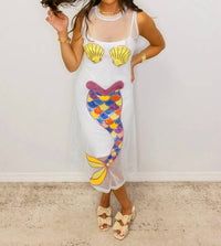 Queen Of Sparkles - Sheer Mermaid Midi Coverup