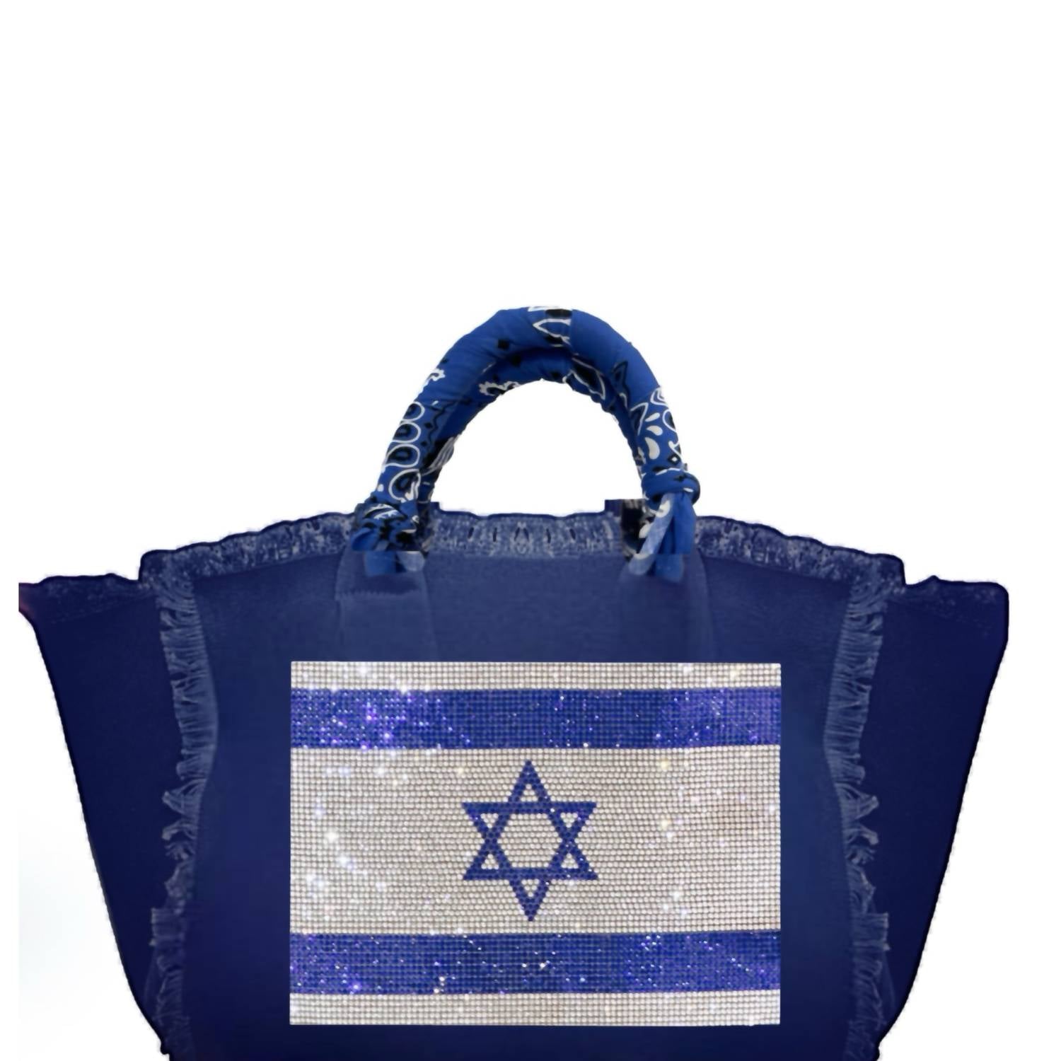 Hipchik - Women's Israel Flag Canvas Fringe Tote Bag