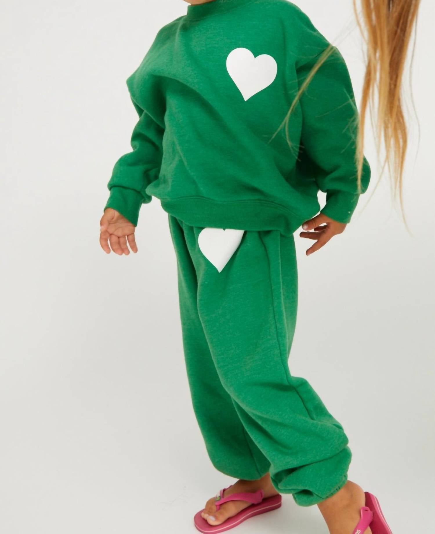 SPRWMN Kids Heart Sweatshirt in kelly green - kids' shirt
