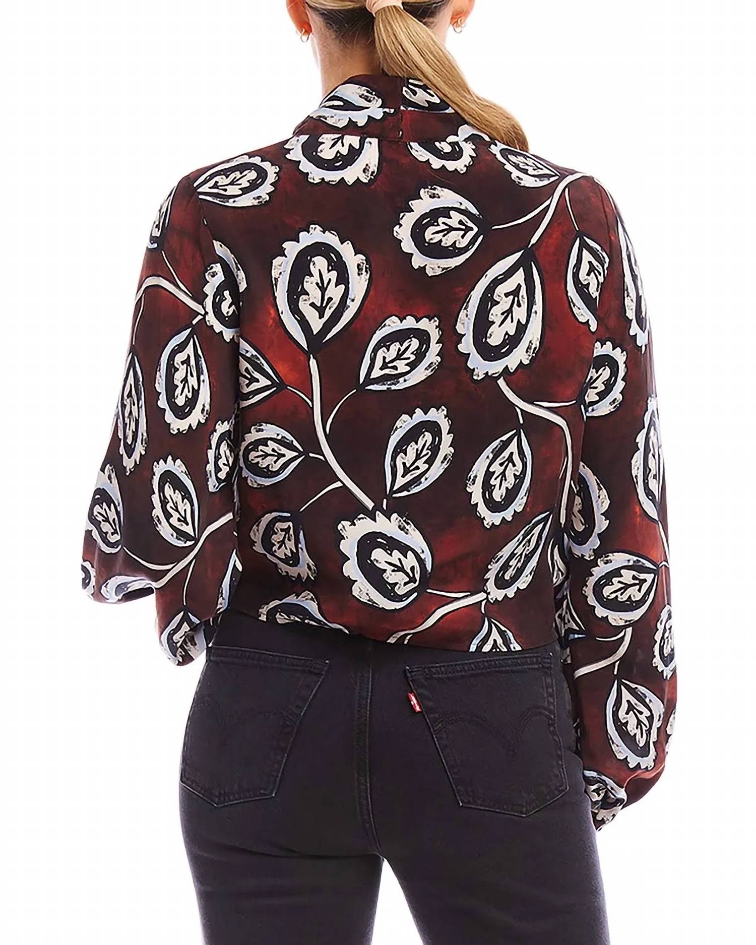 Fifteen Twenty - Scarlet Long Sleeve Tie Front Top