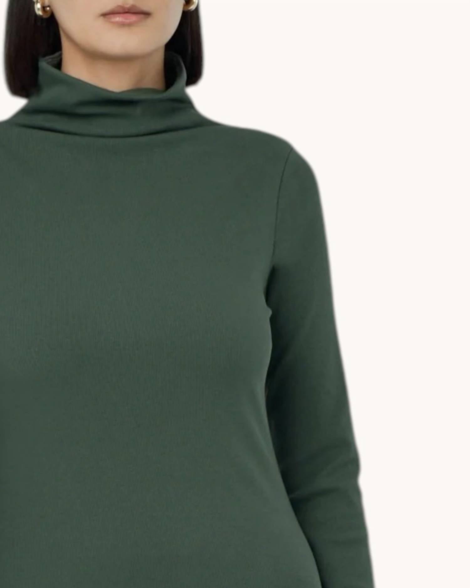 Paper Label Ted Maxi Dress in forest green - women's dress - detail view