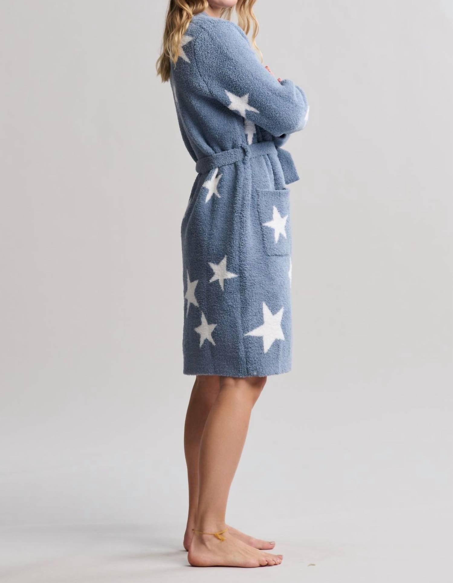 BAREFOOT DREAMS CozyChic Starry Night Robe in blue dusk - women's intimate - detail view