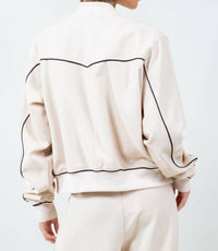 Whiteroom+Cactus - Contrast Piping Detailed Varsity Bomber Jacket