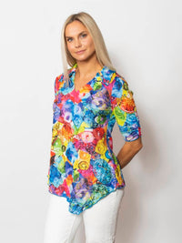 Sno Skins - Printed Crinkle Johnny Collar Top