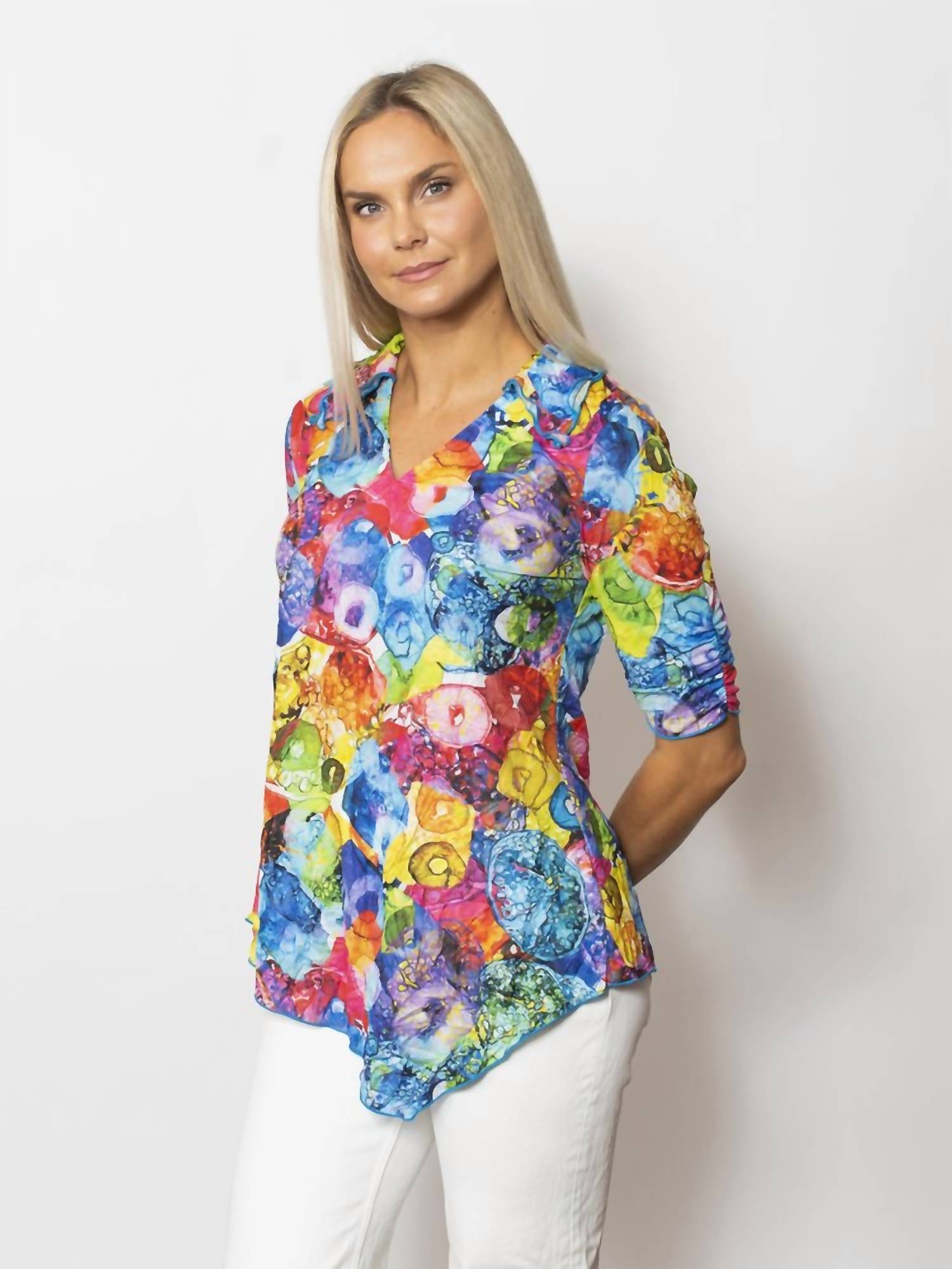 Sno Skins - Printed Crinkle Johnny Collar Top