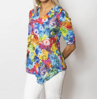 Sno Skins - Printed Crinkle Johnny Collar Top