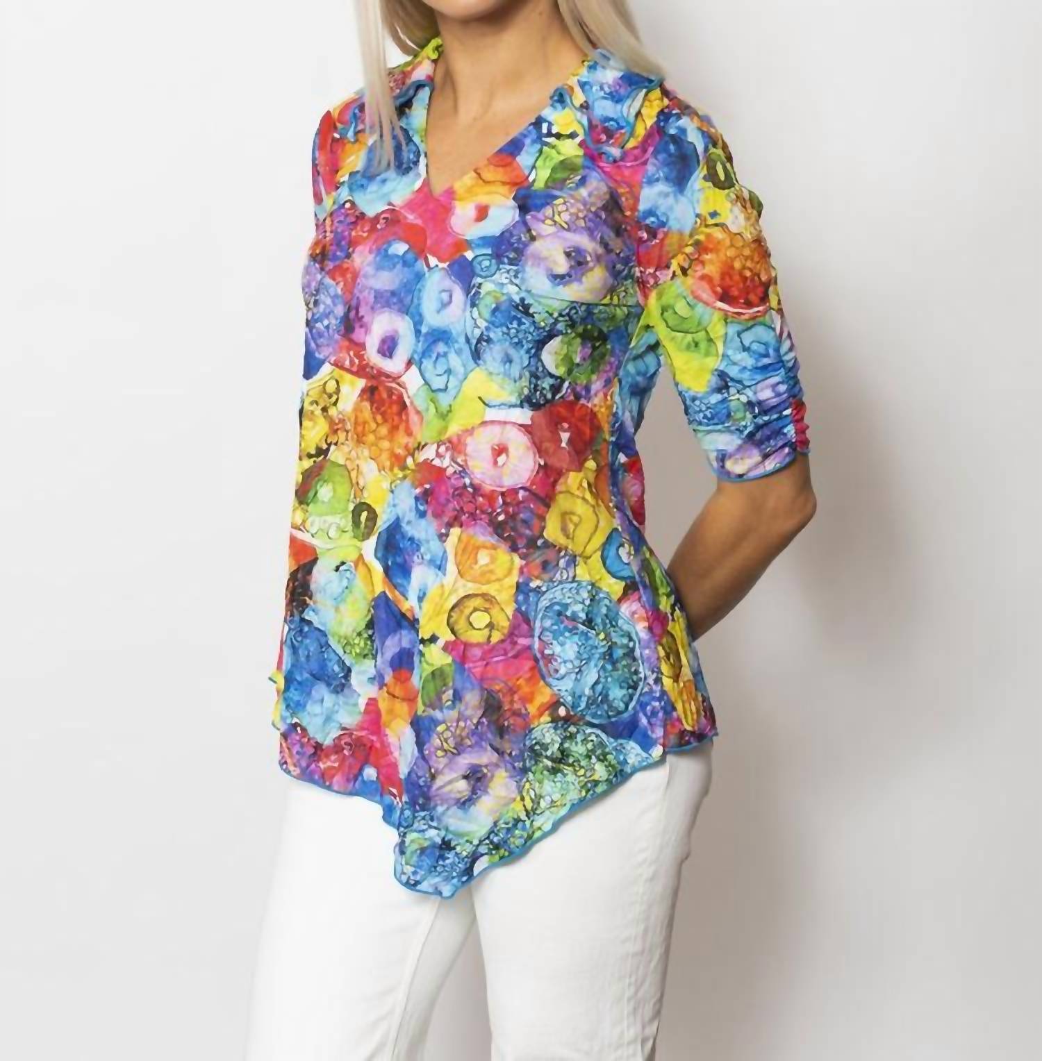 Sno Skins - Printed Crinkle Johnny Collar Top