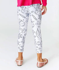 Girl's Christmas Coloring Leggings