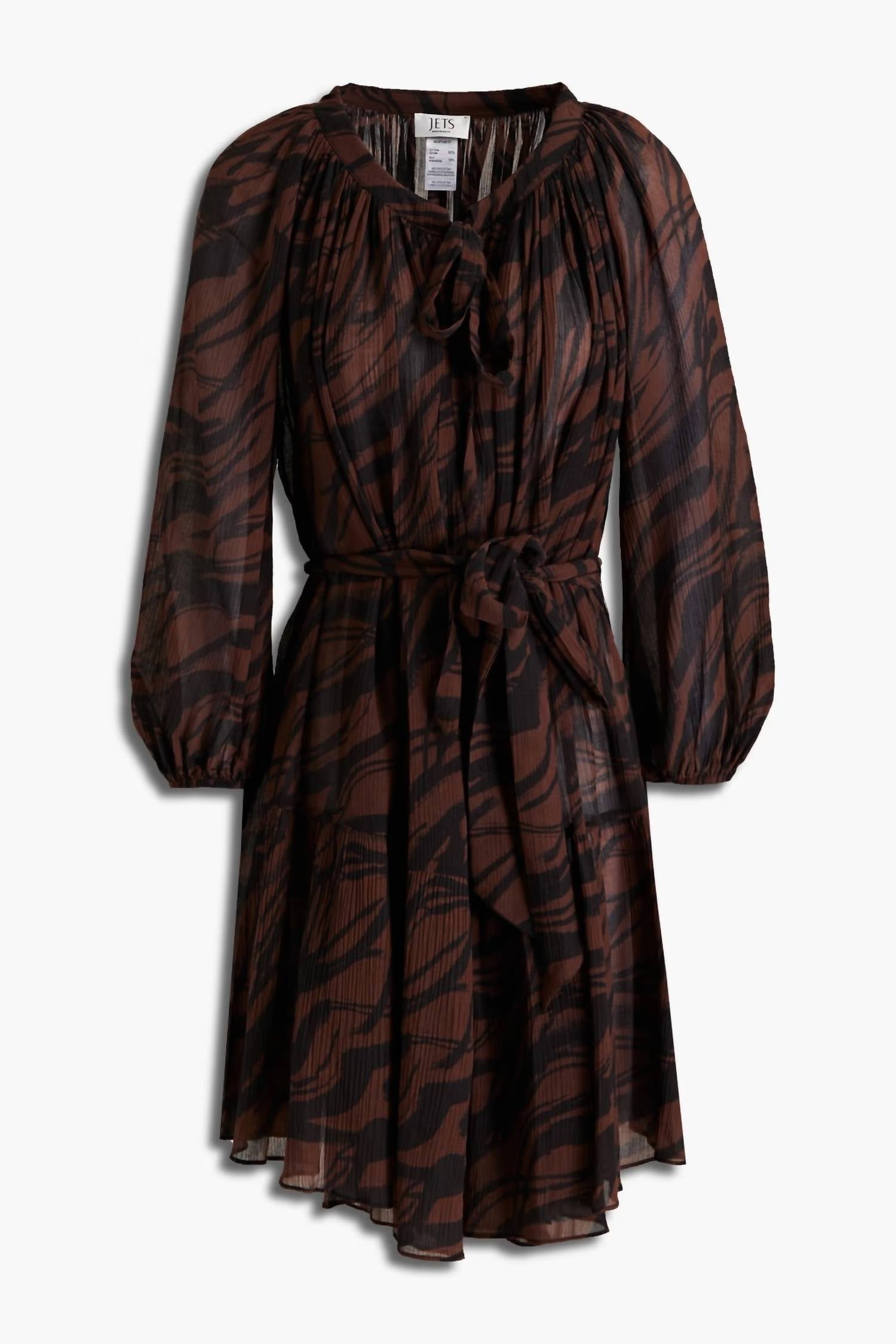 Jets By Jessika Allen - Gathered Tiger-print Cotton And Silk-blend Crepon Midi Dress