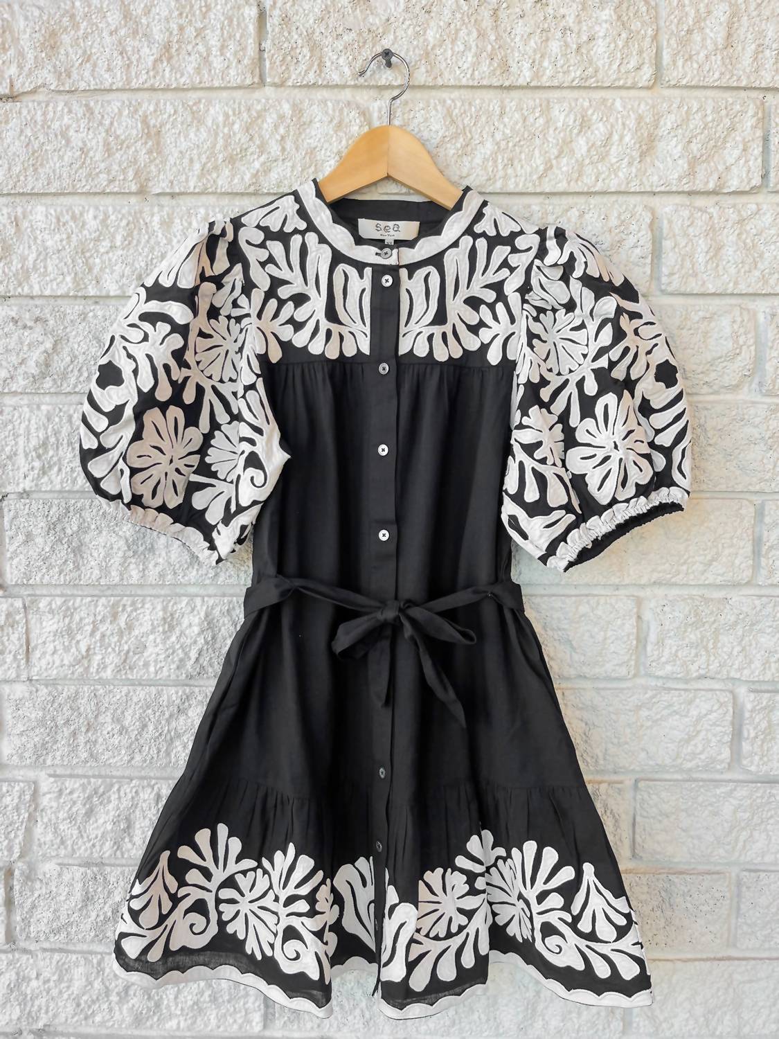 Sea - Women's Agathe Applique Puff Sleeve Mini Dress