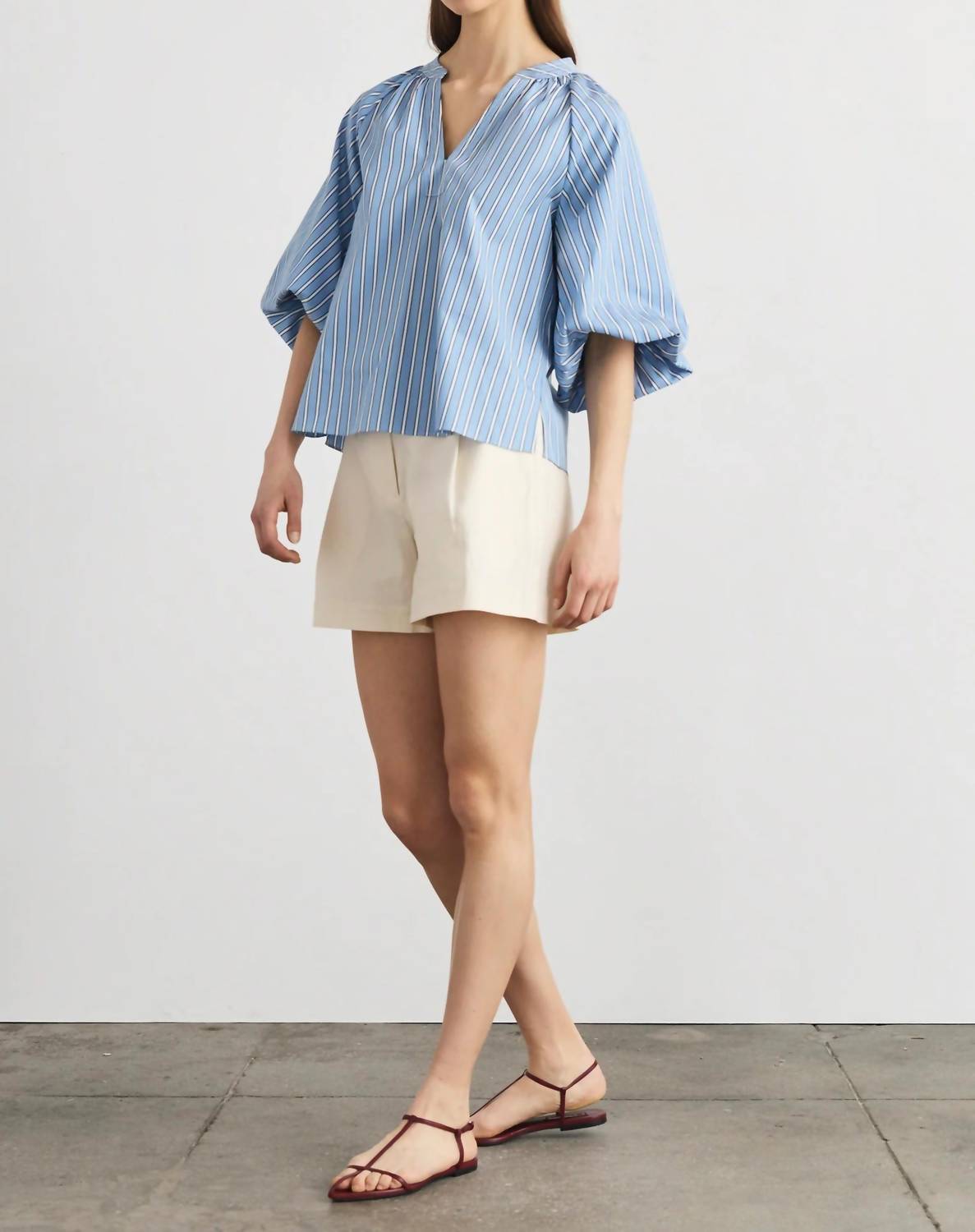 Tanya Taylor - Marine V Neck Balloon Sleeves Top