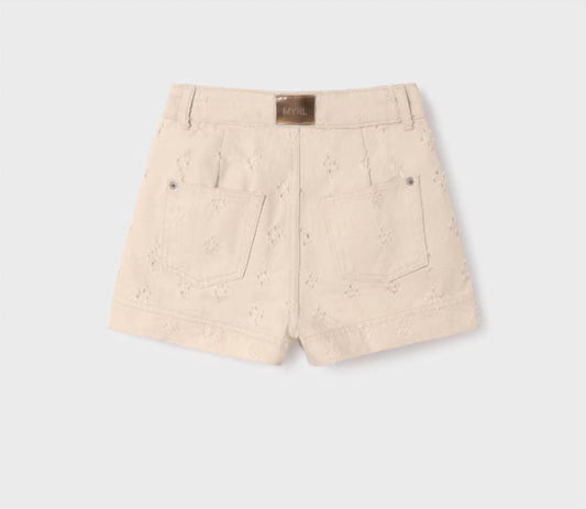 Mayoral - Girl's Distressed Laser Mini Hole Shorts