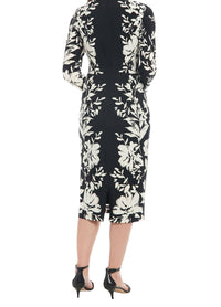 London Times - Thigh-high Slit Sheath Maxi Dress