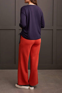 TRIBAL French Terry Top With Side Ruching in night sky - women's long sleeve top - detail view