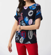 Joseph Ribkoff - Doodle Print Boxy Top
