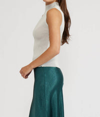 LUCY PARIS Hilty Mockneck Tank in silver - women's tank top - detail view