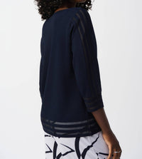 Joseph Ribkoff - Sweater Knit Pullover with Mesh Stripe Detail