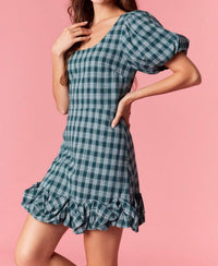 Peach Love - Noelle Plaid Mini Dress