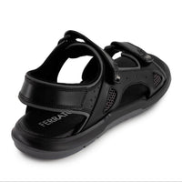 Ferrato Men's Leather Sandals in black 1 - men's sandal - detail view