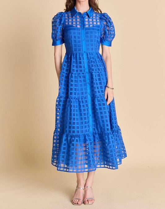 English Factory - Gridded Organza Tiered Maxi Dress