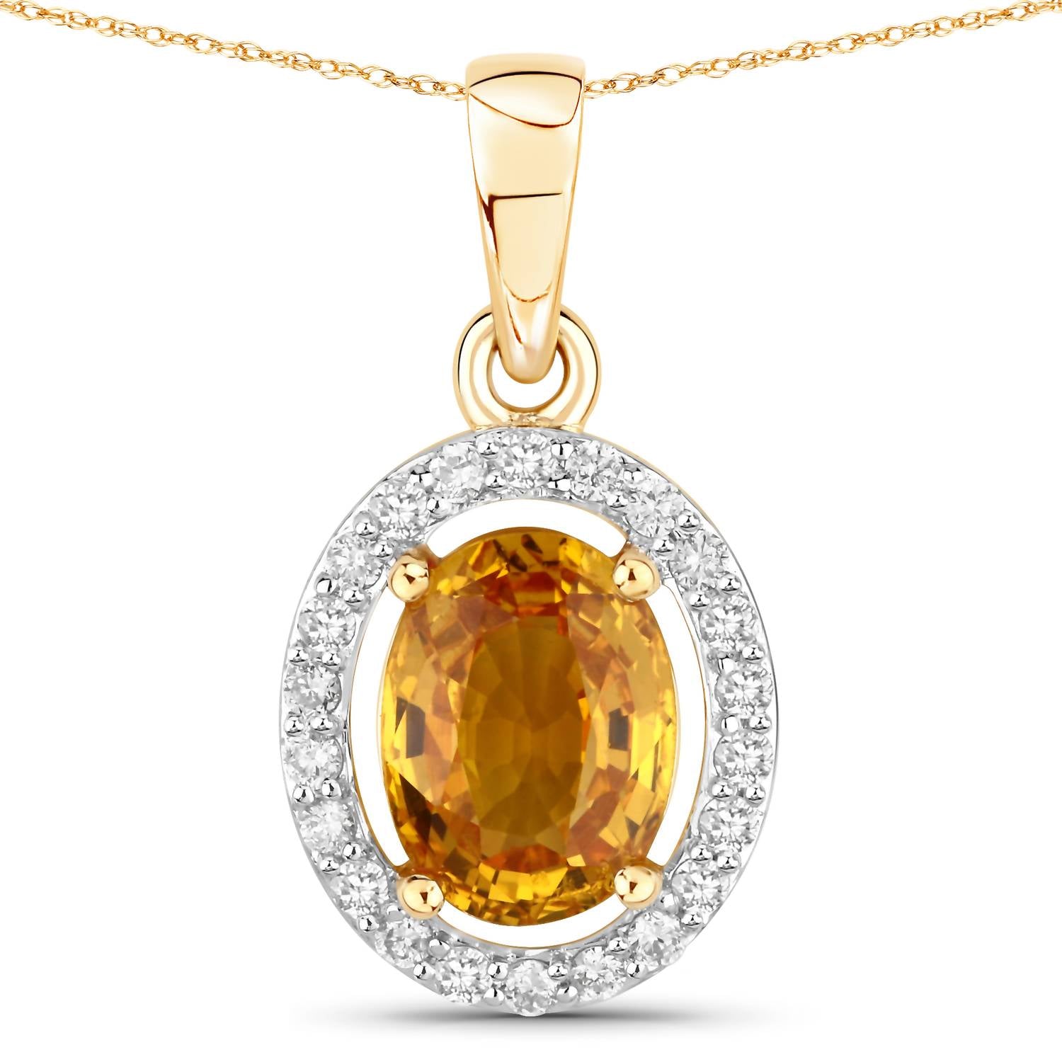 Diana M Jewels Women's Oval Natural Yellow Sapphire Pendant Necklace (1.78 Ct) - Classic in 14k yellow gold - women's jewelry