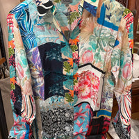 Shana Apparel Silk Viscose Button Down Shirt in multi color - women's shirt - alternate view