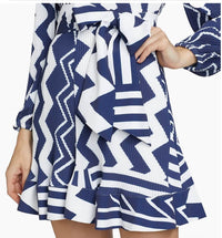 Milly - Women's Liv Patchwork Chevron Pleated Dress