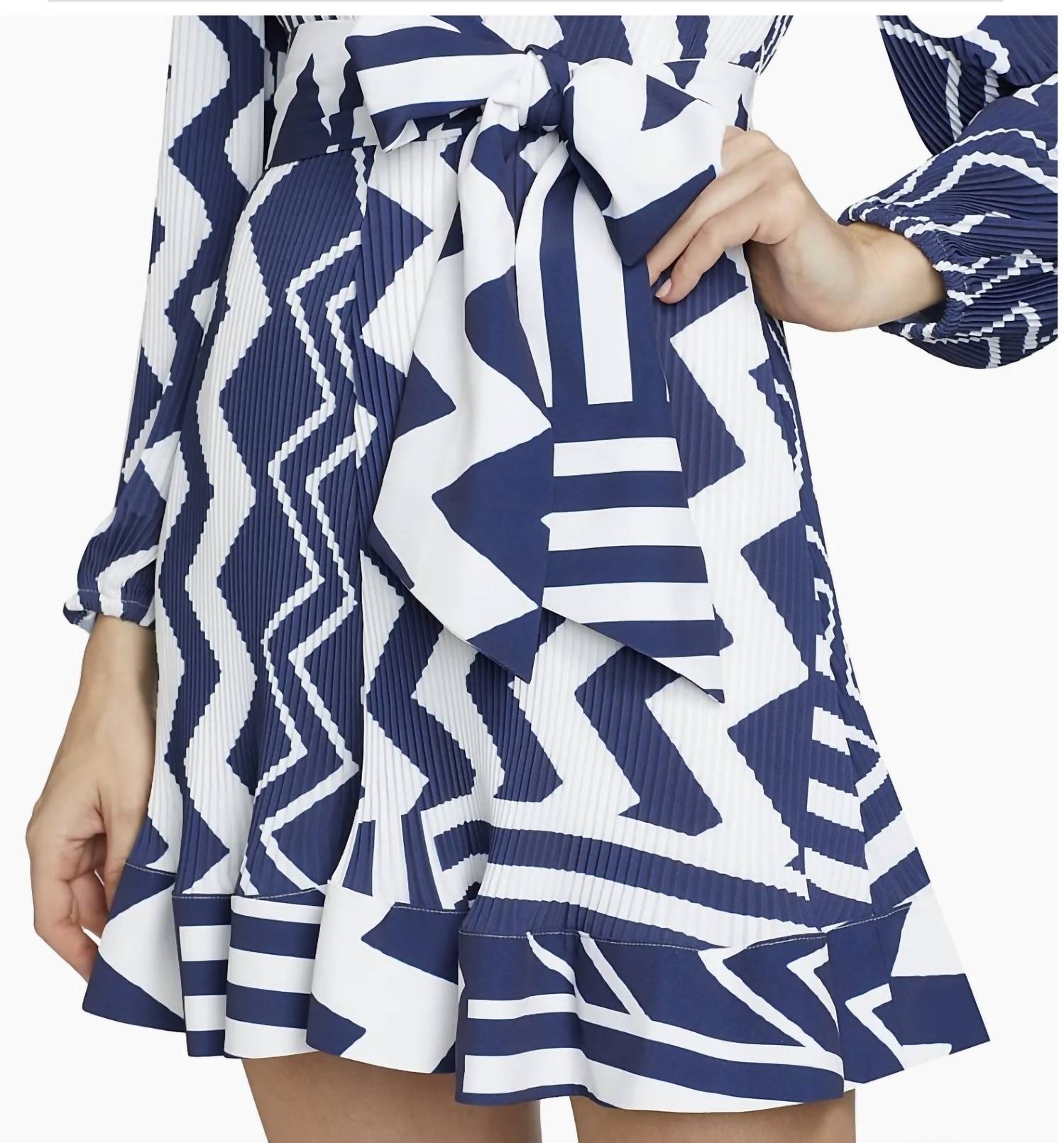 Milly - Women's Liv Patchwork Chevron Pleated Dress