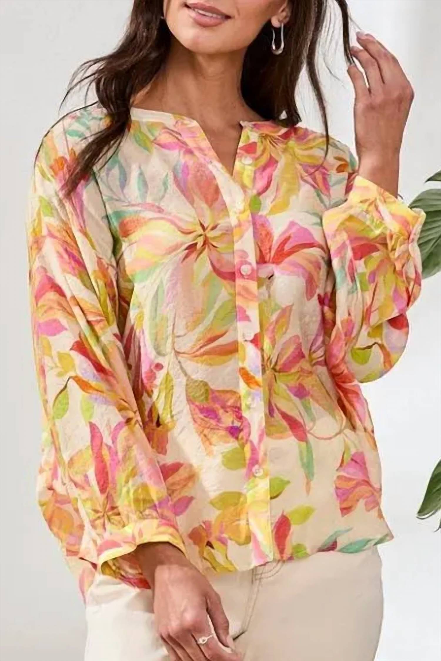 Tribal - Flowy Dolman Sleeve Blouse