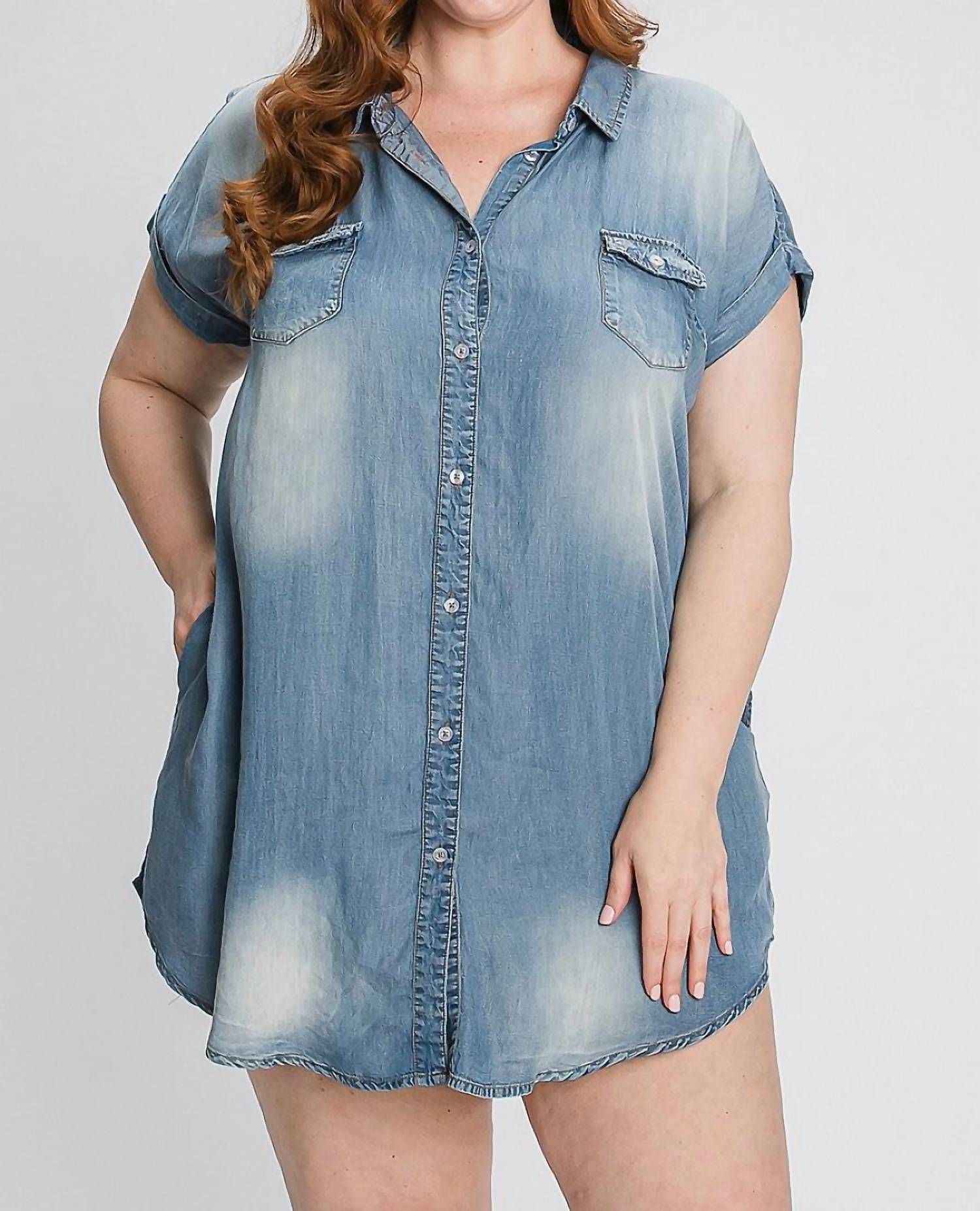 Geegee - Vintage Denim Tencel Tunic / Mini Dress