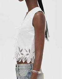 Rails Oregon Top in white palm embroidery - women's shirt - view 4