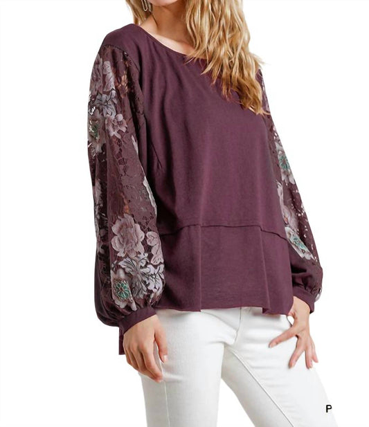 Umgee - Floral Lace Sleeve Top