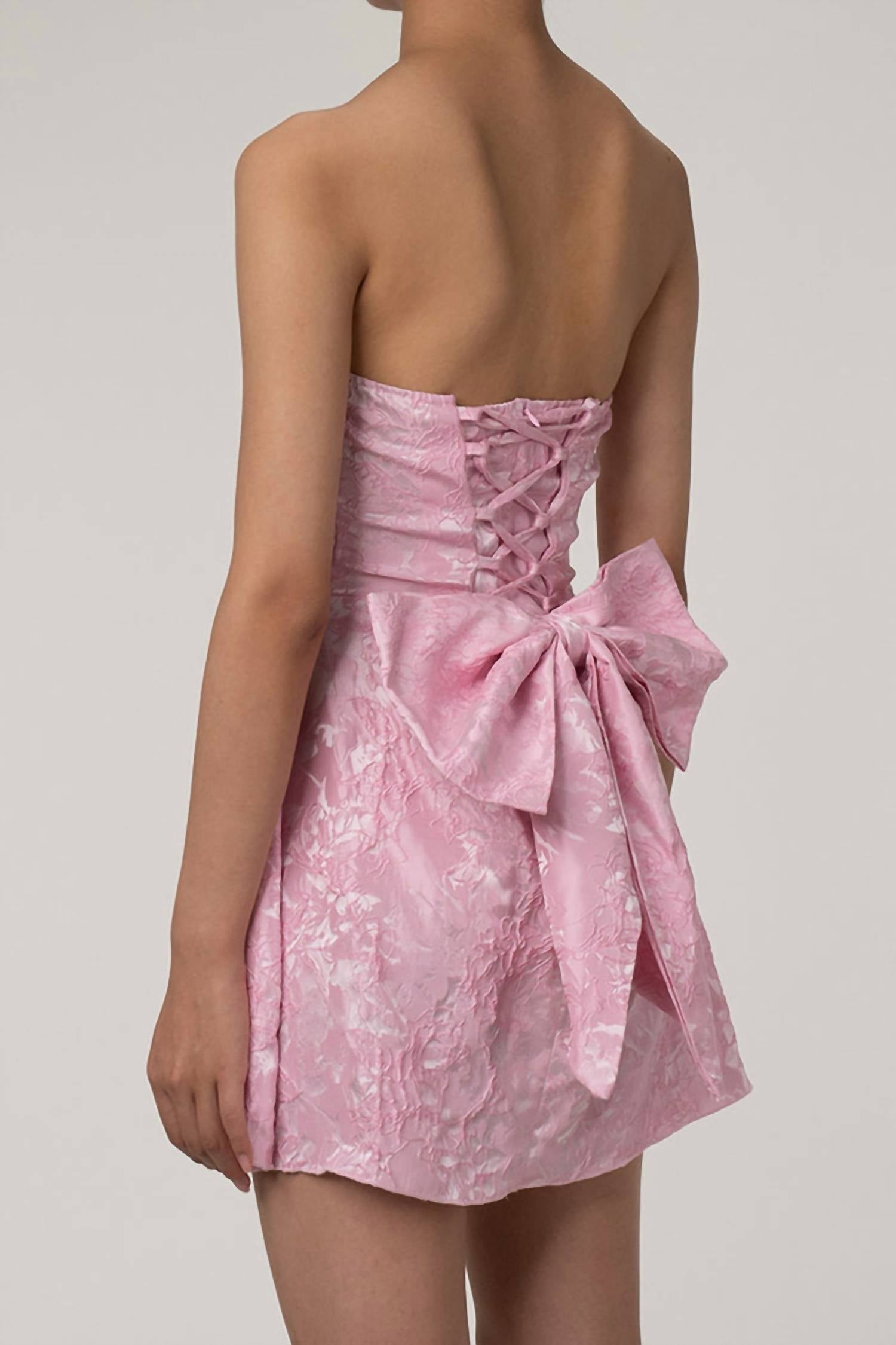 Lady Suite - Floral Jacquard Strapless Mini Dress
