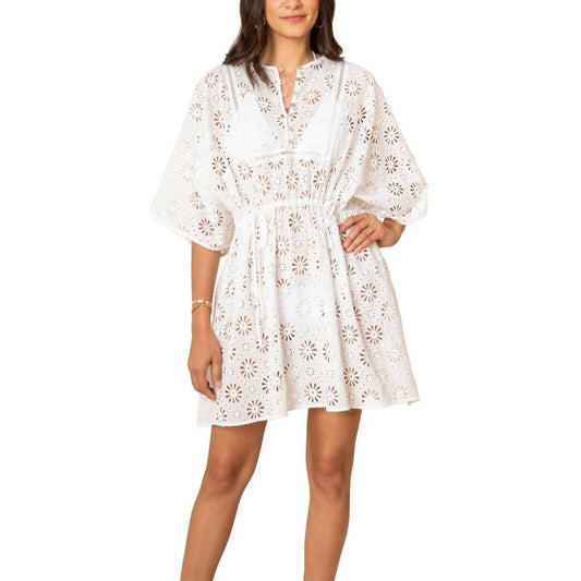 Shoshanna - Daisy Eyelet Mini Caftan Cover Up Dress