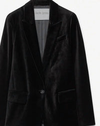 forte forte Women's Stretch Velvet Blazer in stretch velvet in noir black - women's jacket - detail view