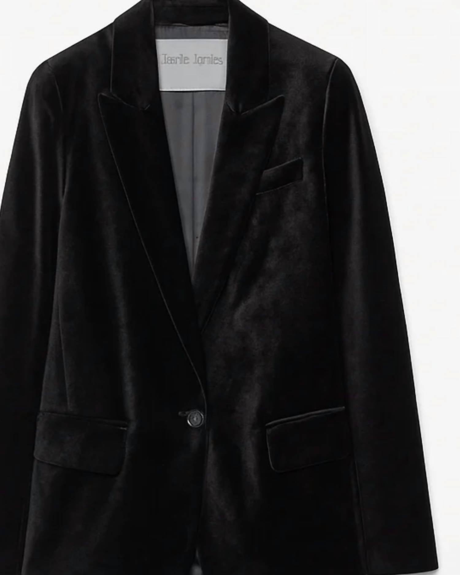forte forte Women's Stretch Velvet Blazer in stretch velvet in noir black - women's jacket - detail view