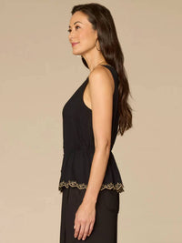 Democracy - Sleeveless V-neck Button Down Woven Top