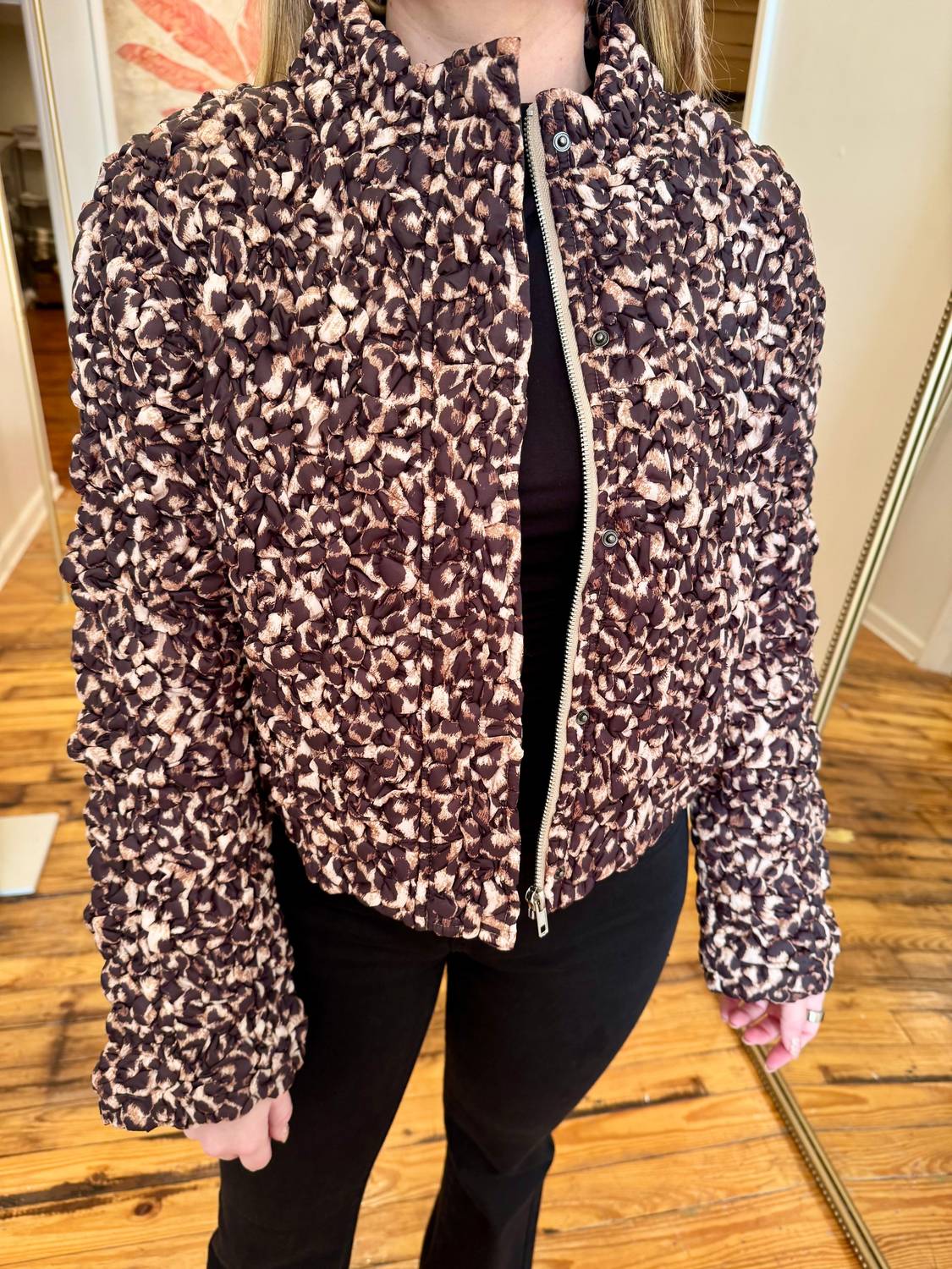 Current Air - Leopard Quilting Puffed Jacket