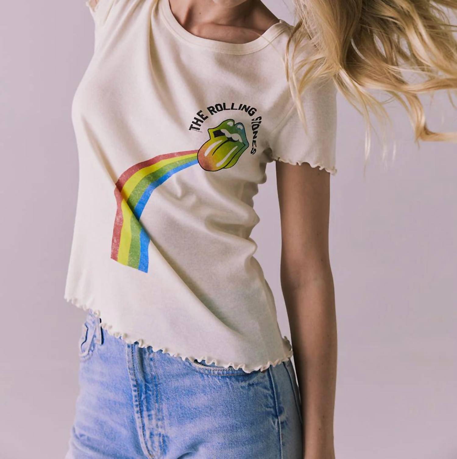 Chaser Rolling Stones Rainbow Tee in off white - women's t-shirt - view 4