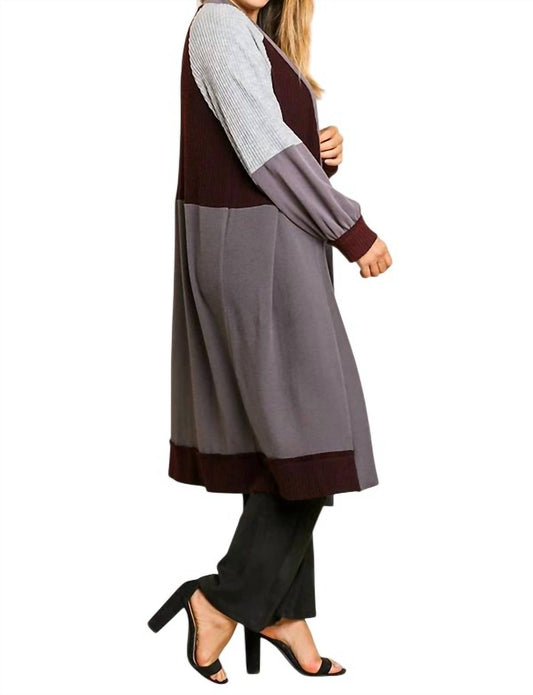 Umgee - Color Block Ribbed Sweater Cardigan